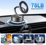 Support Téléphone Voiture Magnétique Ventouse à Vide Rotation 4 Axes - حامل الهاتف المغناطيسي والشفط الهوائي للسيارة بـ 4 محاور دوران