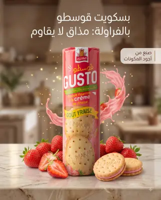 بسكويت محشو بكريمةالفراولة -قوسطو-