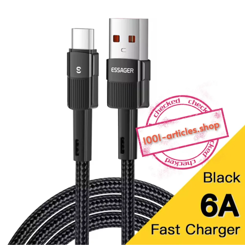 Cable Original ESSAGER 66W 6A USB-Type C - QC 3.0