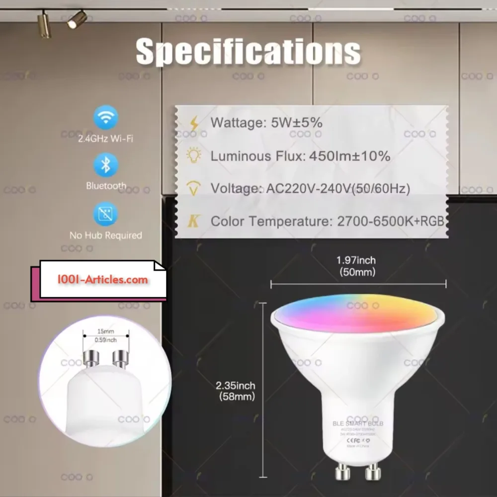 Spotlight COOLO Tuya WIFI GU10 Spot LED Intelligent Connecté RGB