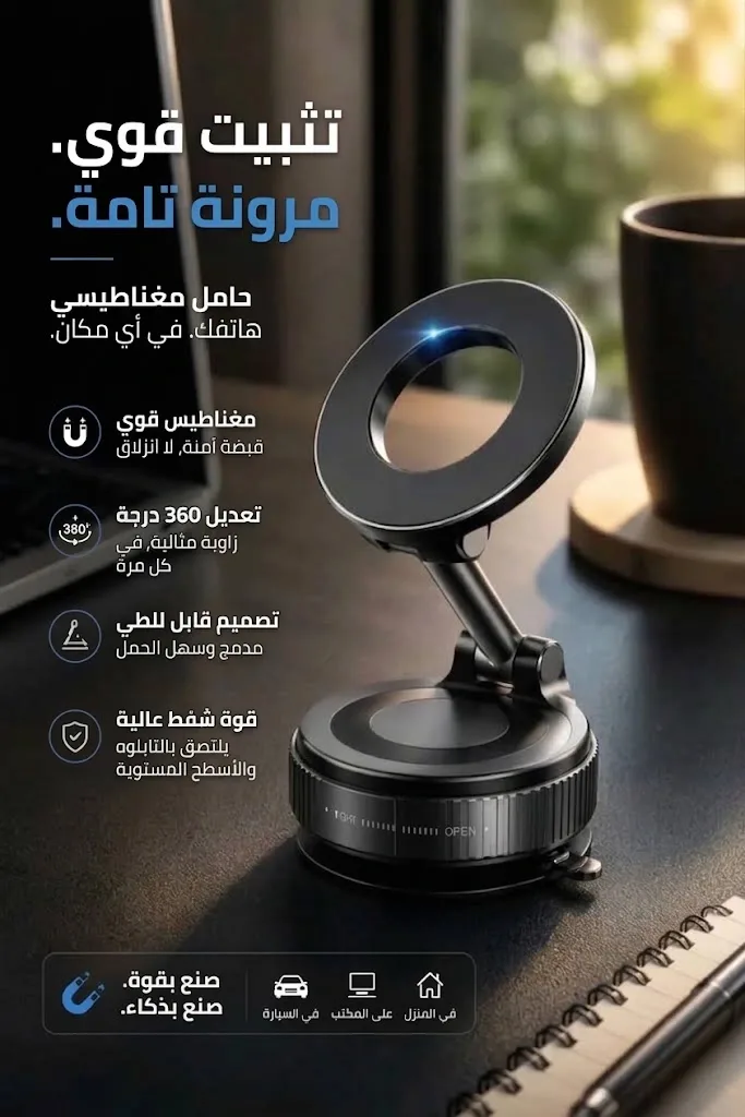 🧲 حامل هاتف مغناطيسي 360° متعدد الاستخدامات