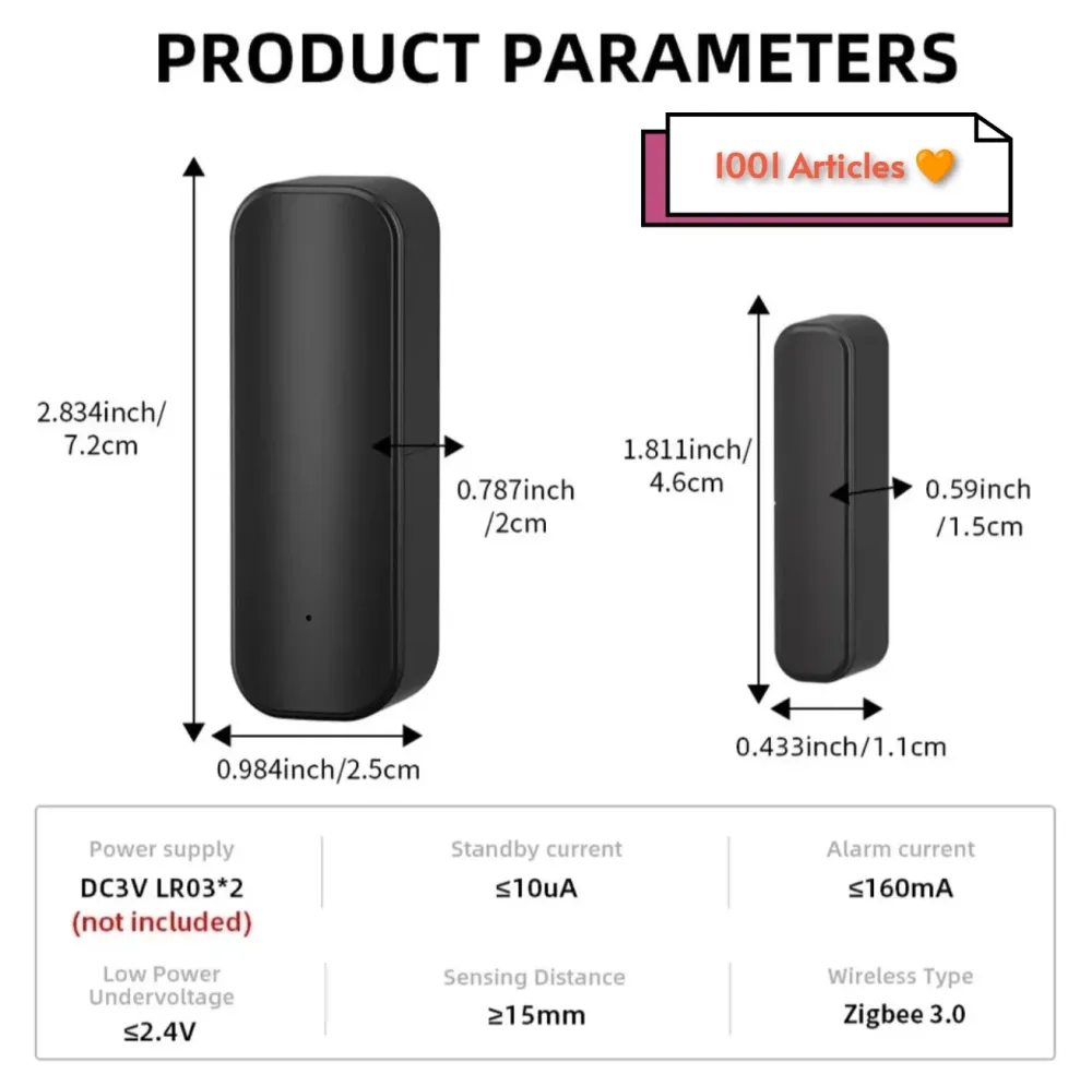 Capteur Intelligent Connecté Tuya Smart- Ouverture Porte / Fenêtre - Bat AAA