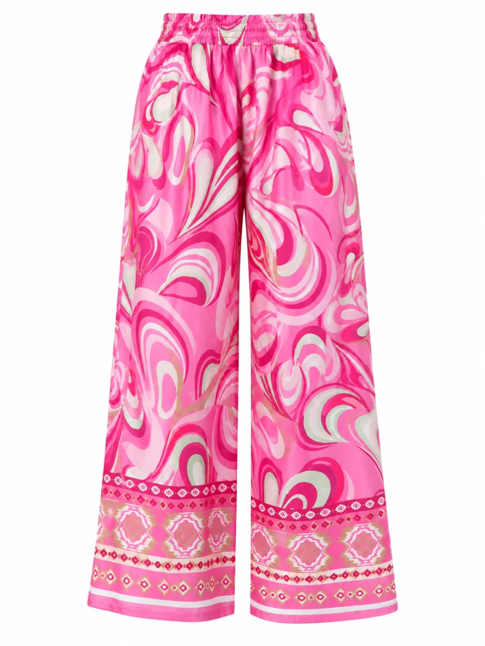 Ensemble femme rose imprimé avec pantalon fluide – Taille M