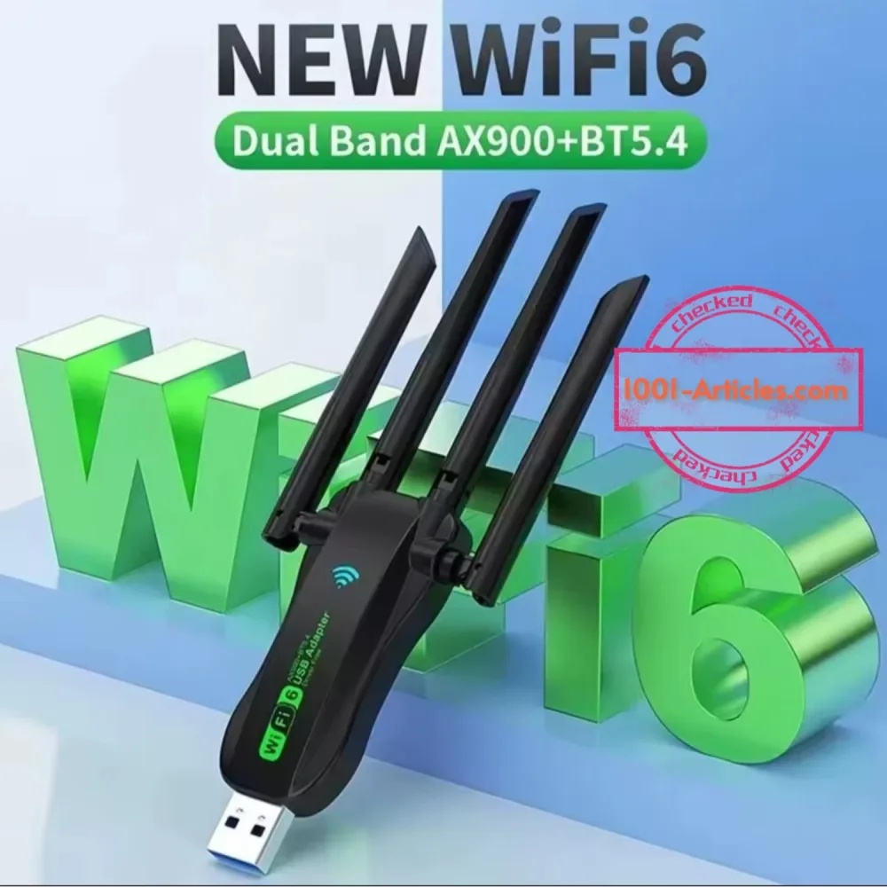 Adaptateur à 4 antennes USB AX900 WIFI6 et Bluetooth 5.4.2, double bandes
