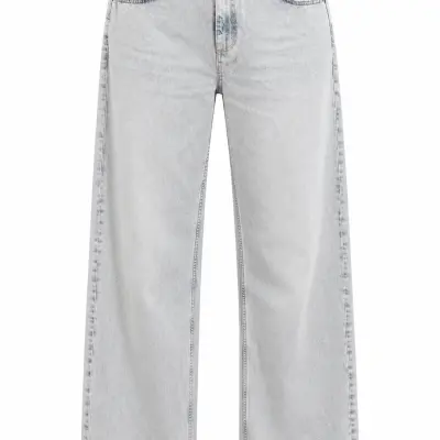 Jean Femme Bershka – Denim Gris Clair Délavé – Coupe Large – Taille 40