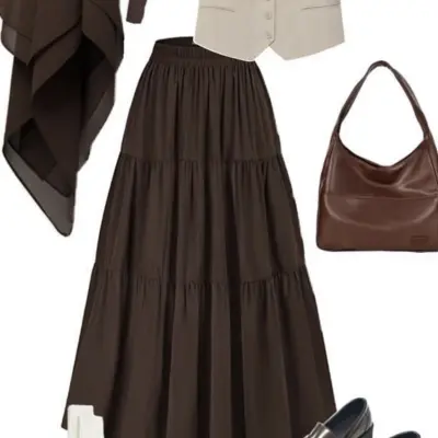 Jupe maxi marron