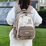 Sac à Dos Scolaire Motif Lapin Happy Easter Ergonomique Tissu Imperméable Orange SACKDS31ORG - حقيبة ظهر مدرسية وعصرية بتصميم الأرنب اللطيف