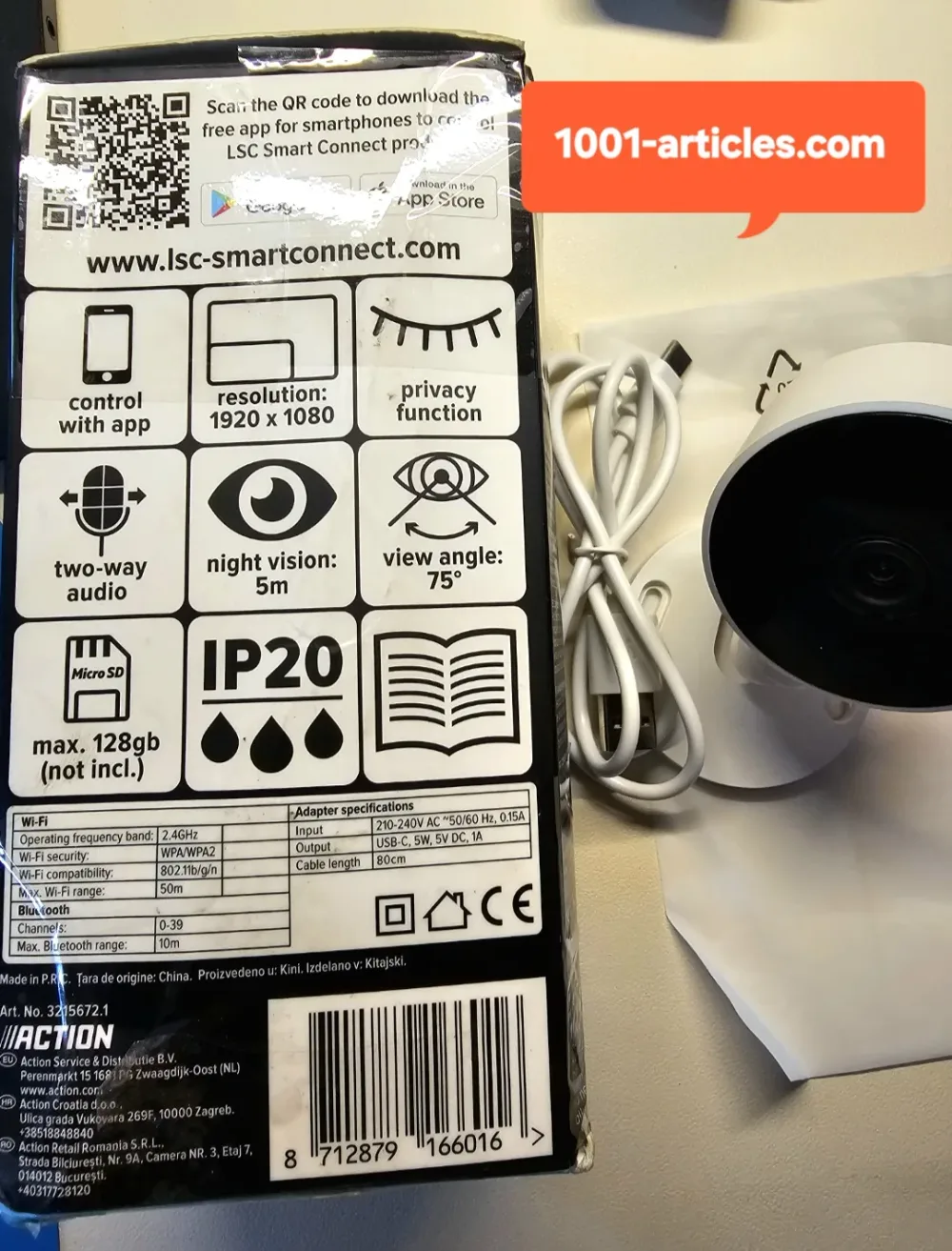 LSC SMART CONNECT, Caméra IP Interne, WiFi, HD 1080p, Tuya compatible.