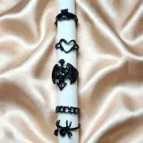 Lot de 5 bagues punk gothique