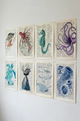 Pack 10 posters autocollants pages ocean