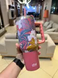 🌸 Tumbler Isotherme à Poignée & Paille – 5Five Simply Smart