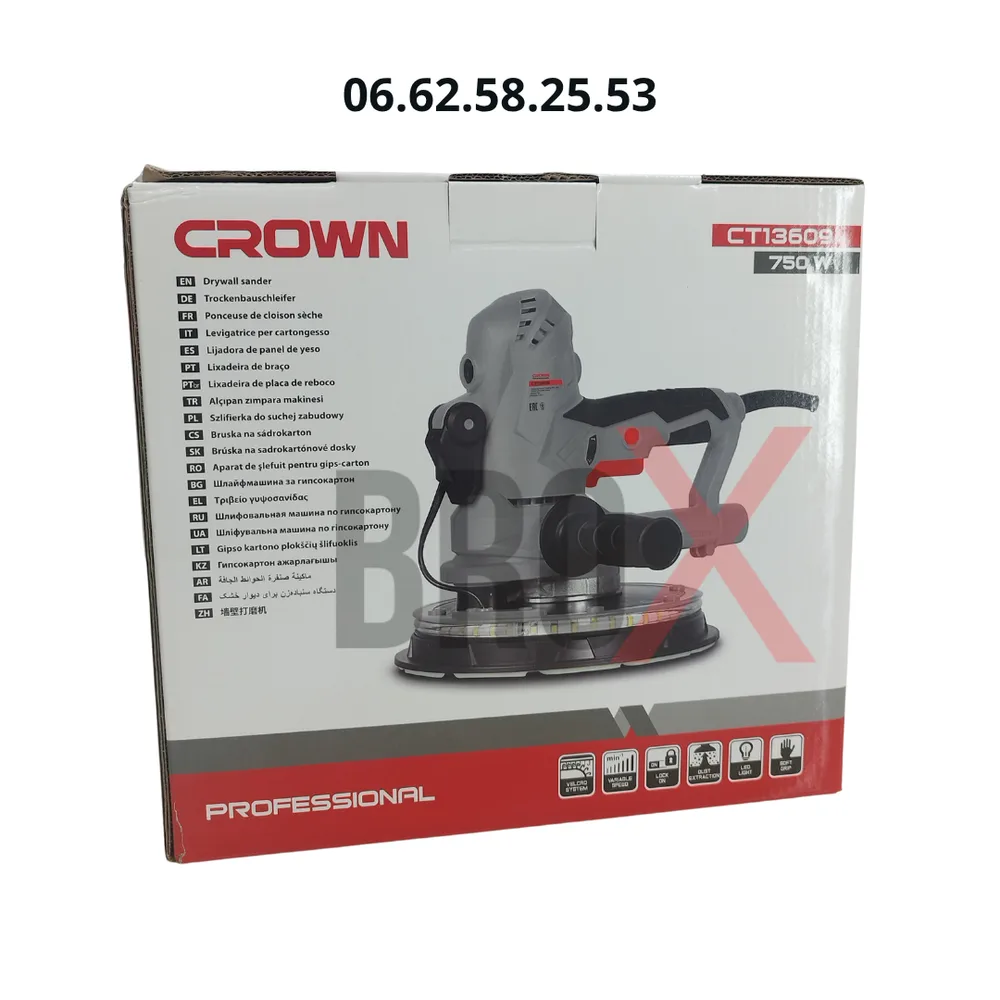 Ponceuse Rotative Orbital Murale 750W 180mm CROWN CT13609