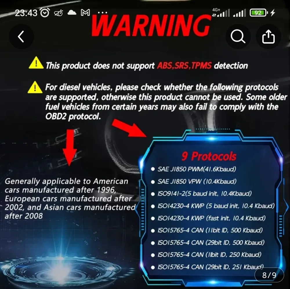 Scanner OBD 2 v520/2026