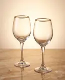 BYS Glass - طقم كأسات زجاجية بلمسة ذهبية.