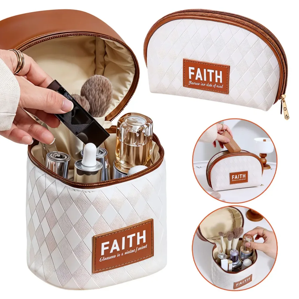 Trousse de maquillage 2en1 compacte avec plusieurs compartiments