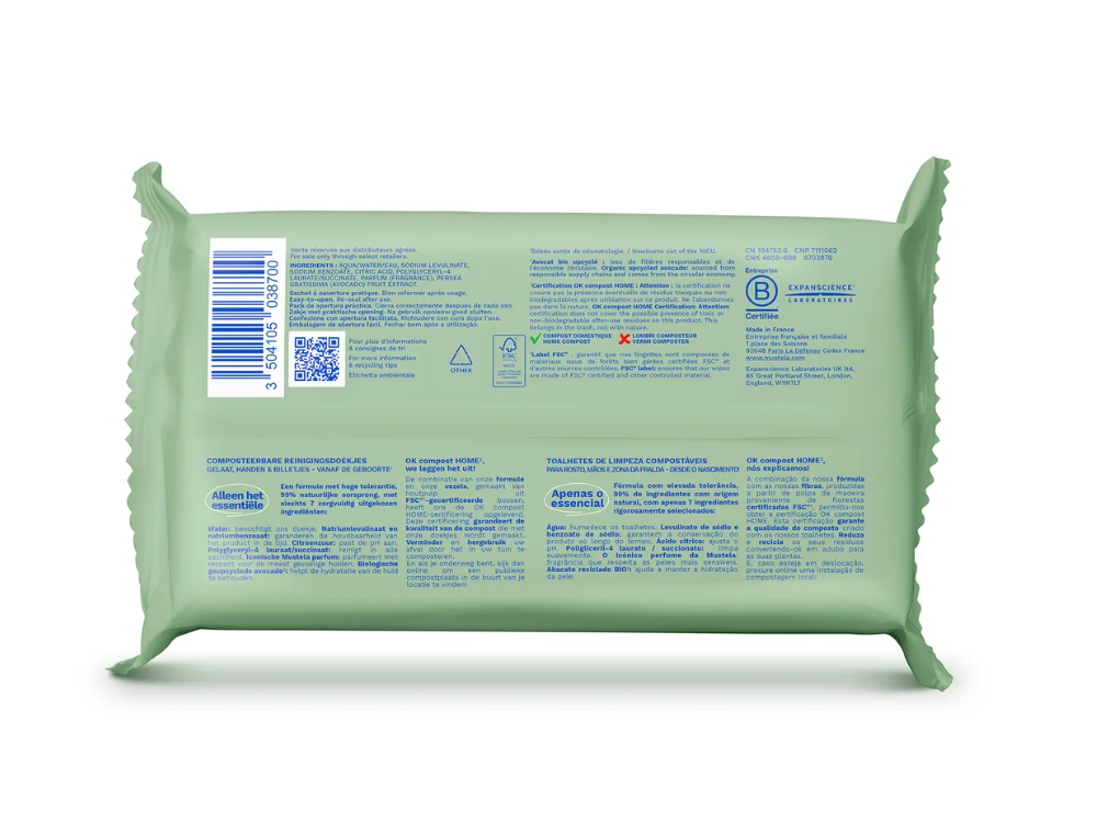 Lingettes nettoyantes compostables