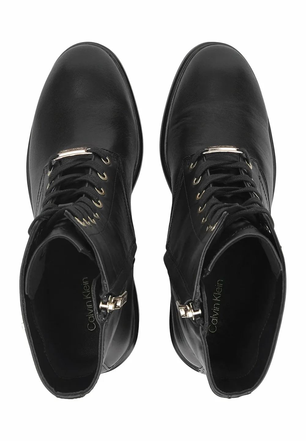 Bottines Femme Calvin Klein à Lacets en Noir – Talon Bloc