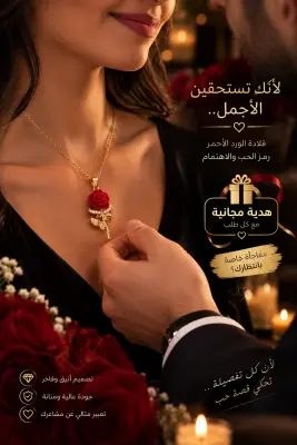 🌹 سنسلة الوردة الحمراء +هدية مجانية🌹