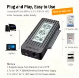 Adaptateur USB-SATA, USB 3.2, LCD, pour Disque Dur SSD et HDD 2.5 pouces.