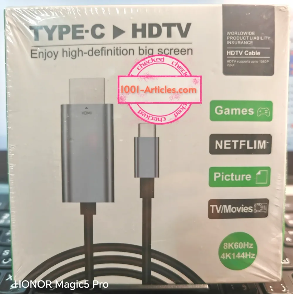 Adaptateur Type C vers HDMI 8k @ 60Hz 4K @ 120Hz, câble HDTV convertisseur TV.