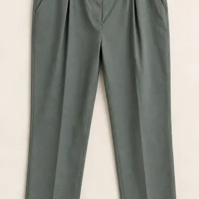 Pantalon Femme Damart Vert Kaki – Coupe Droite à Plis – Taille 48