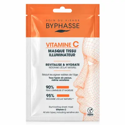BYPHASSE Masque Tissu Visage – Niacinamide, Vitamine C, Acide Hyaluronique, Rétinol 18ml