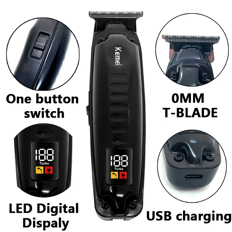 Kemei KM-1578 Tondeuse cheveux USB avec écran digital – 1 à 4 mm