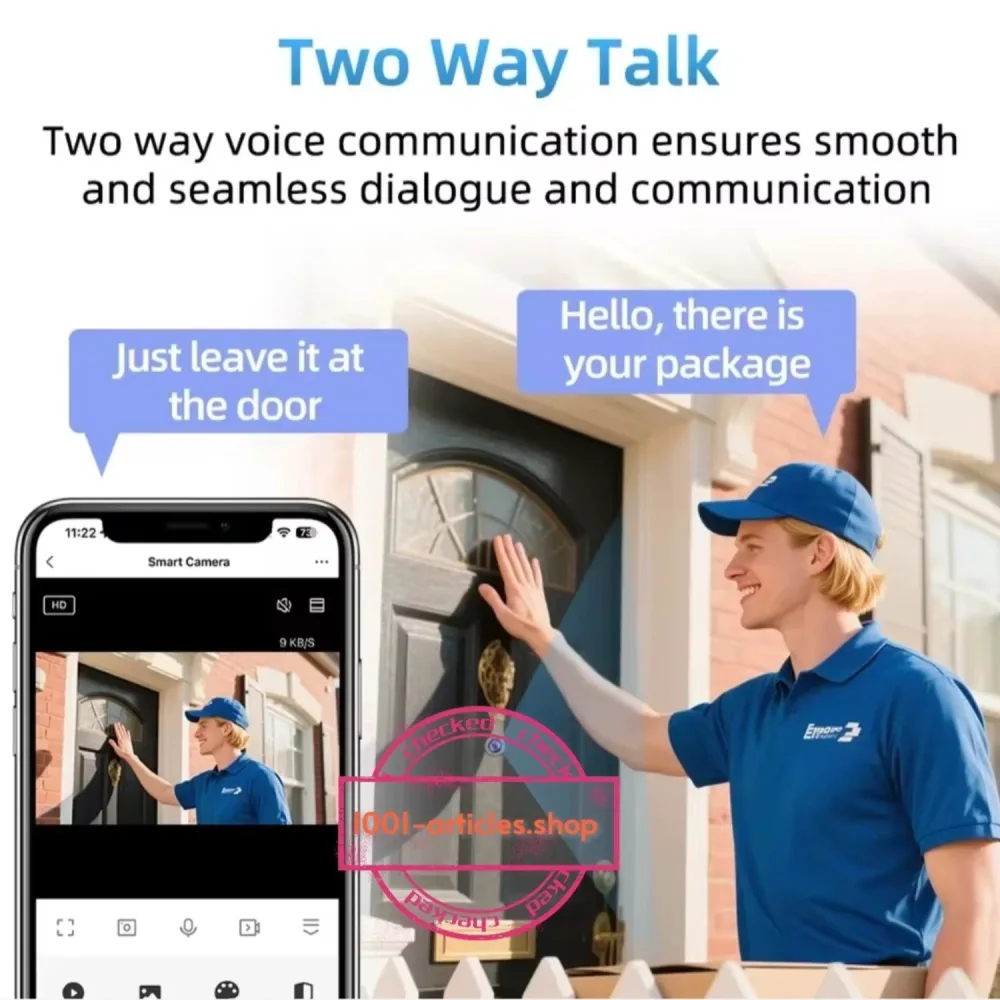 Tuya Smart Wi-Fi, Caméra HD 3 MP, Judas angle 170°, Visiophone.
