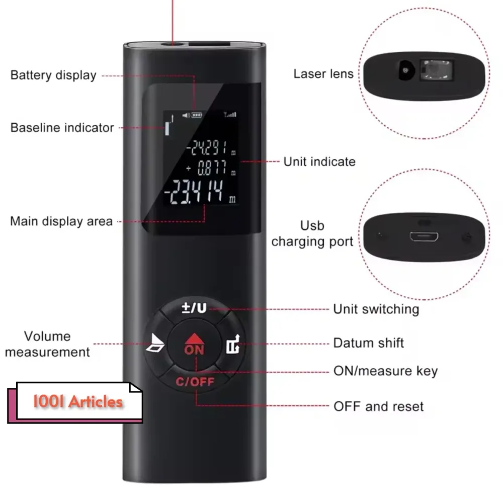Mini Télémètre Laser numérique professionnel Rechargeable USB Type C
