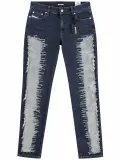 Jean Diesel femme bleu délavé à empiècements effet usé – Coupe slim