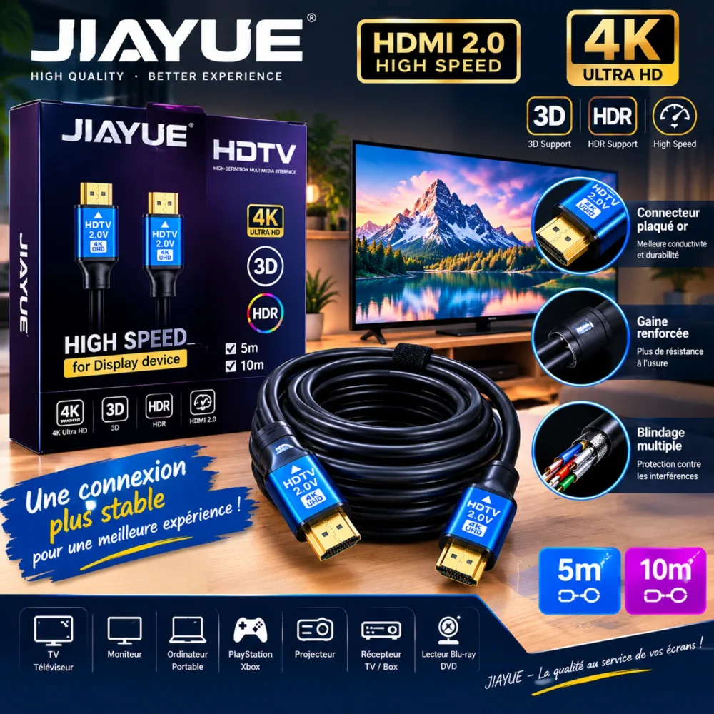 كابل HDMI JIAYUE HDTV 2.0 – 4K Ultra HD