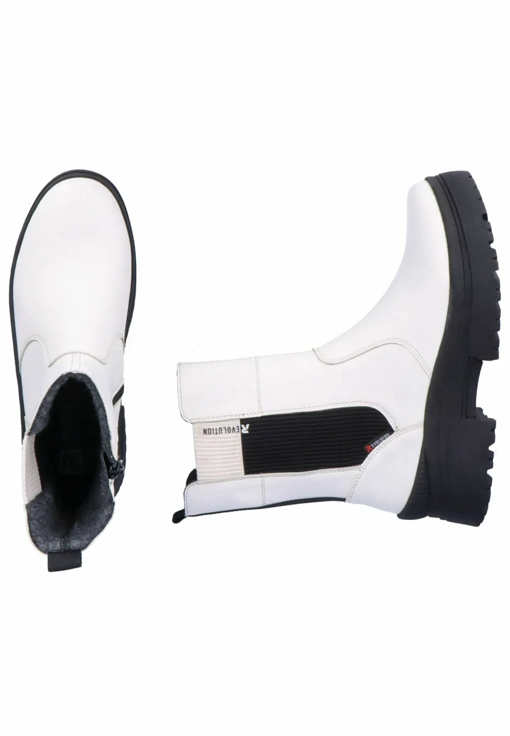 Bottines Femme Rieker Revolution Blanches en Cuir – Semelle Crantée