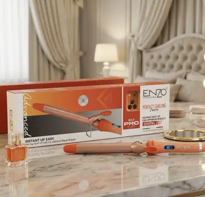 مكواة تجعيد الشعر Enzo Max Pro – تموجات كيرلي مثالية بتقنية التسخين السريع والشاشة الرقمية