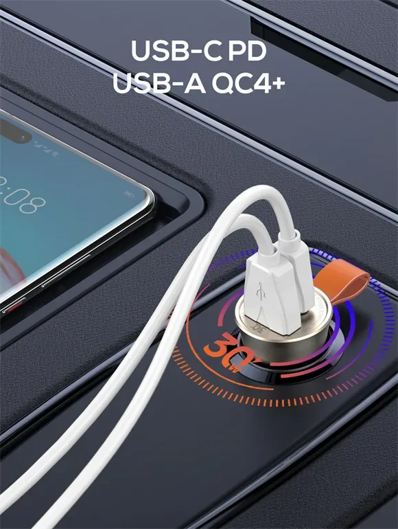 30W ULTRA Mini Zinc Alloy Shell Car Charger C509Q