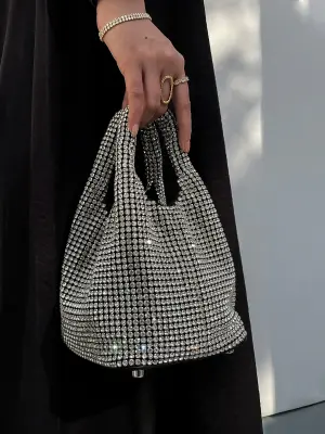 Crystal Luxury Bag – Silver & Midnight Blue Edition