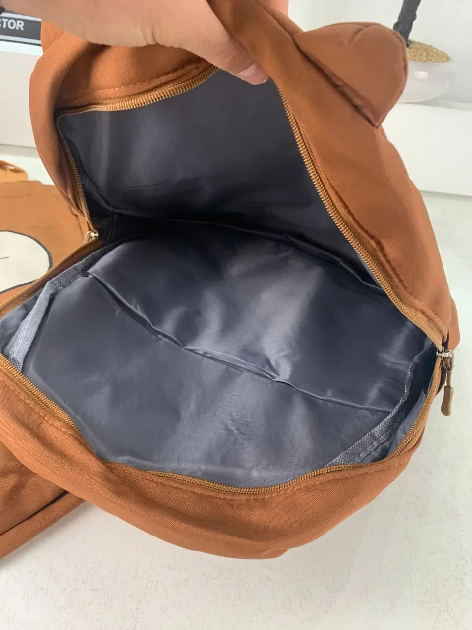 Ensemble de Sacs Snorlax 3Pcs Design Kawaii Marron – حقيبة مدرسية 3 قطع لون بني