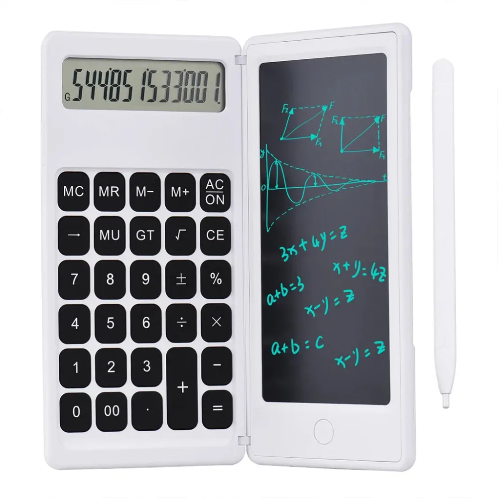 Calculatrice pliable et numérique avec tablette d’écriture LCD 6 pouces – آلة حاسبة ولوحة كتابة 2في1