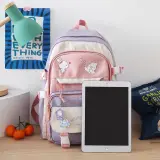 حقيبة مدرسية 3 في 1 لبنات المتوسطة والثانوية, حقيبة مدرسية + توت باق + مقلمة