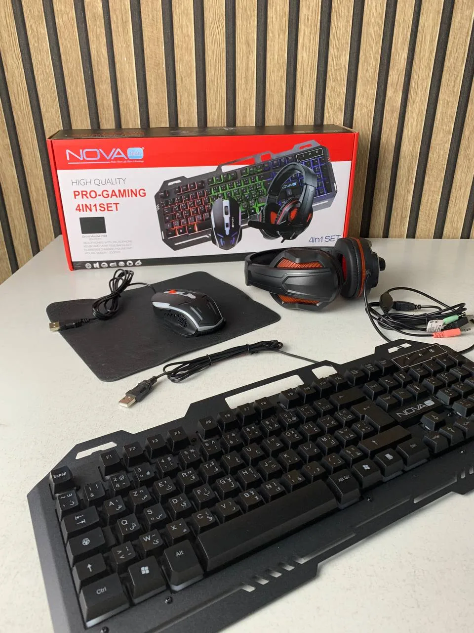 Nova Tech Pack Gaming 4en1 – Ensemble Complet Clavier, Souris, Casque Tapis - مجموعة أدوات الحاسوب كاملة