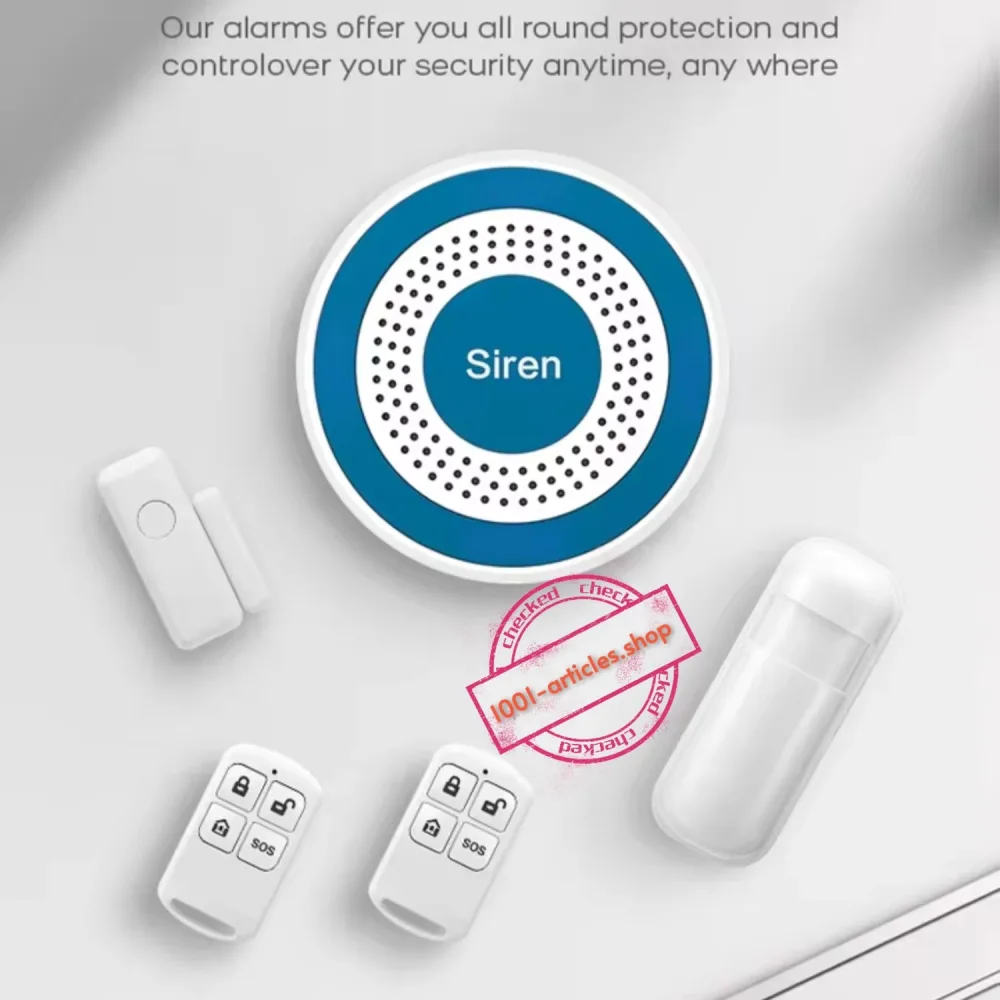 Kit d'alarme Wi-Fi, Tuya Smart, sans fil 433MHz, Sirène et Capteurs.