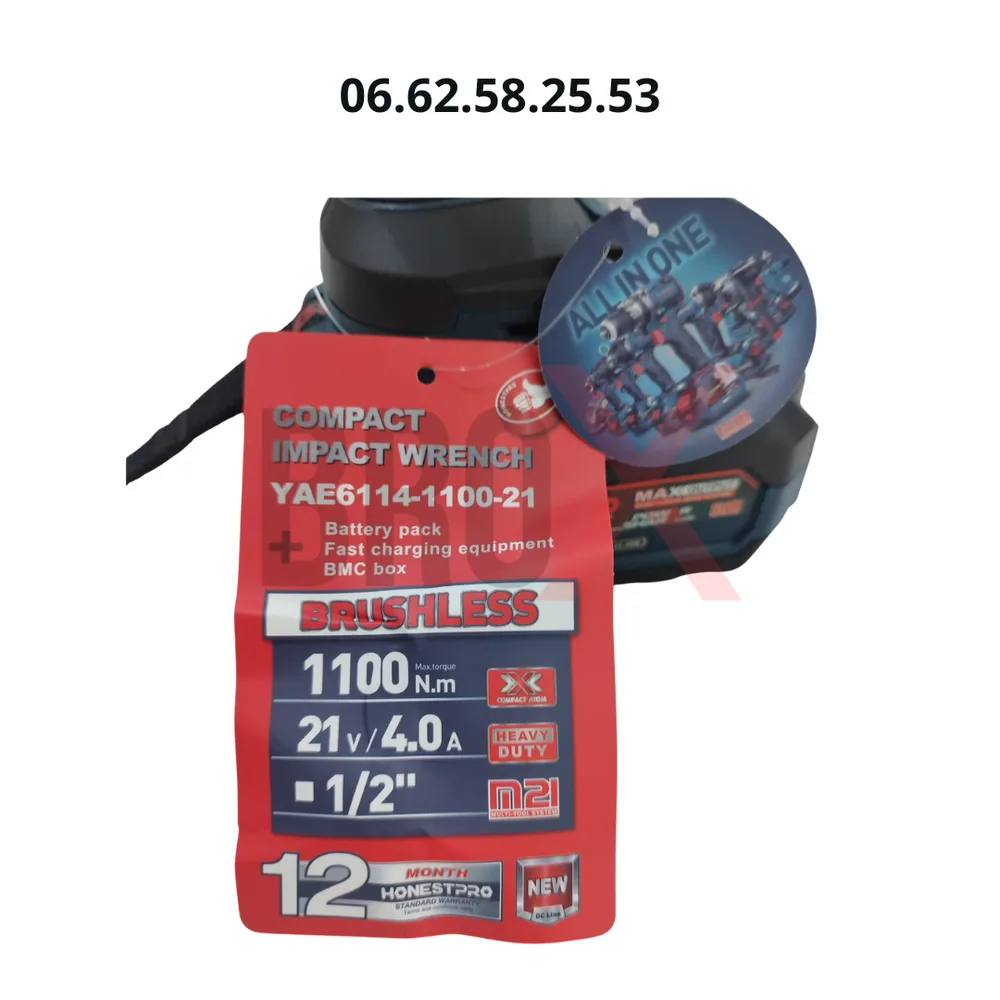 Clé a choc Sans-fil 1 Batterie 21V 4.0Ah 1100Nm HONESTPRO YAE6114