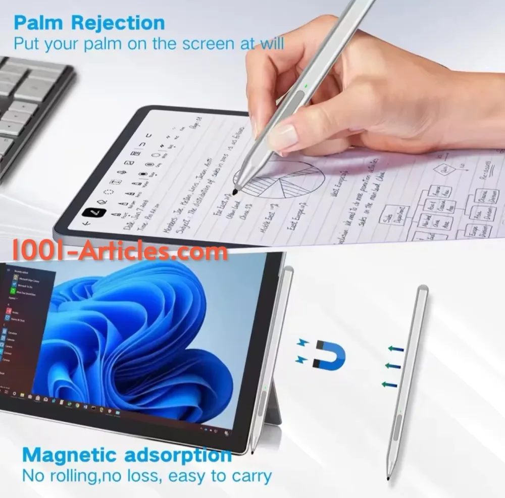 Stylet pour Microsoft Surface / Pro - USB Type C - Palm Rejection - avec Gomme.