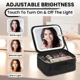 Trousse de Maquillage et Voyage avec Miroir LED Intégré 3 Modes de Lumière - حقيبة تنظيم المكياج والسفر مع مرآة مضيئة