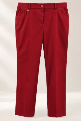 Pantalon Femme Damart Rouge Bordeaux – Coupe Droite Classique – Taille 50
