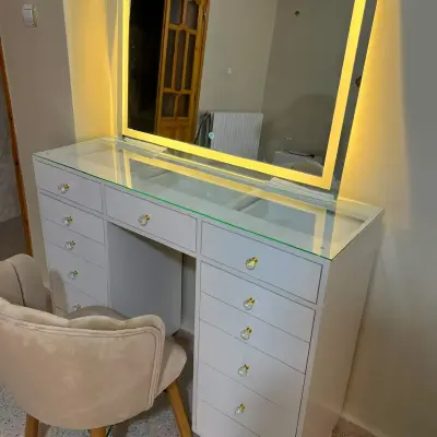 Coiffeuse Hollywood Grand Modèle - كوافوزة هوليوود ضخمة بـ 13 دروج ومراية ديجيتال