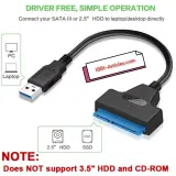 Câble SATA vers USB 3.0, adaptateur 22 broches - HDD SSD 2.5 pouces.