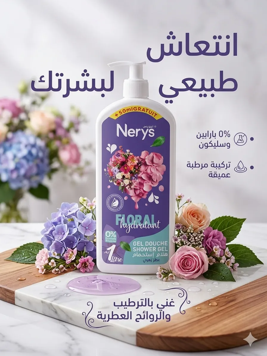 Nyres جال دوش عطر  الورد 1L
