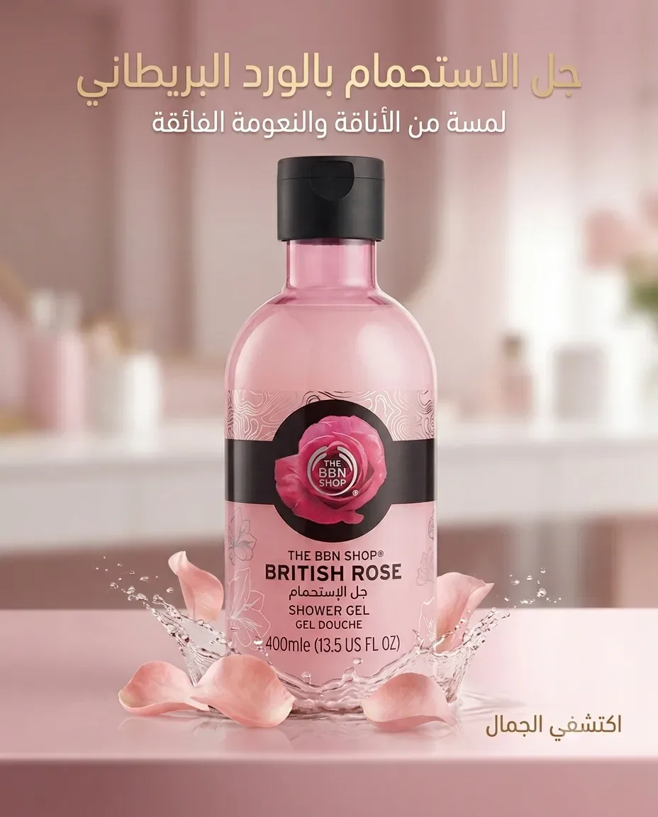 The BBN shop جال دوش بعطر الورد البريطاني 400ml
