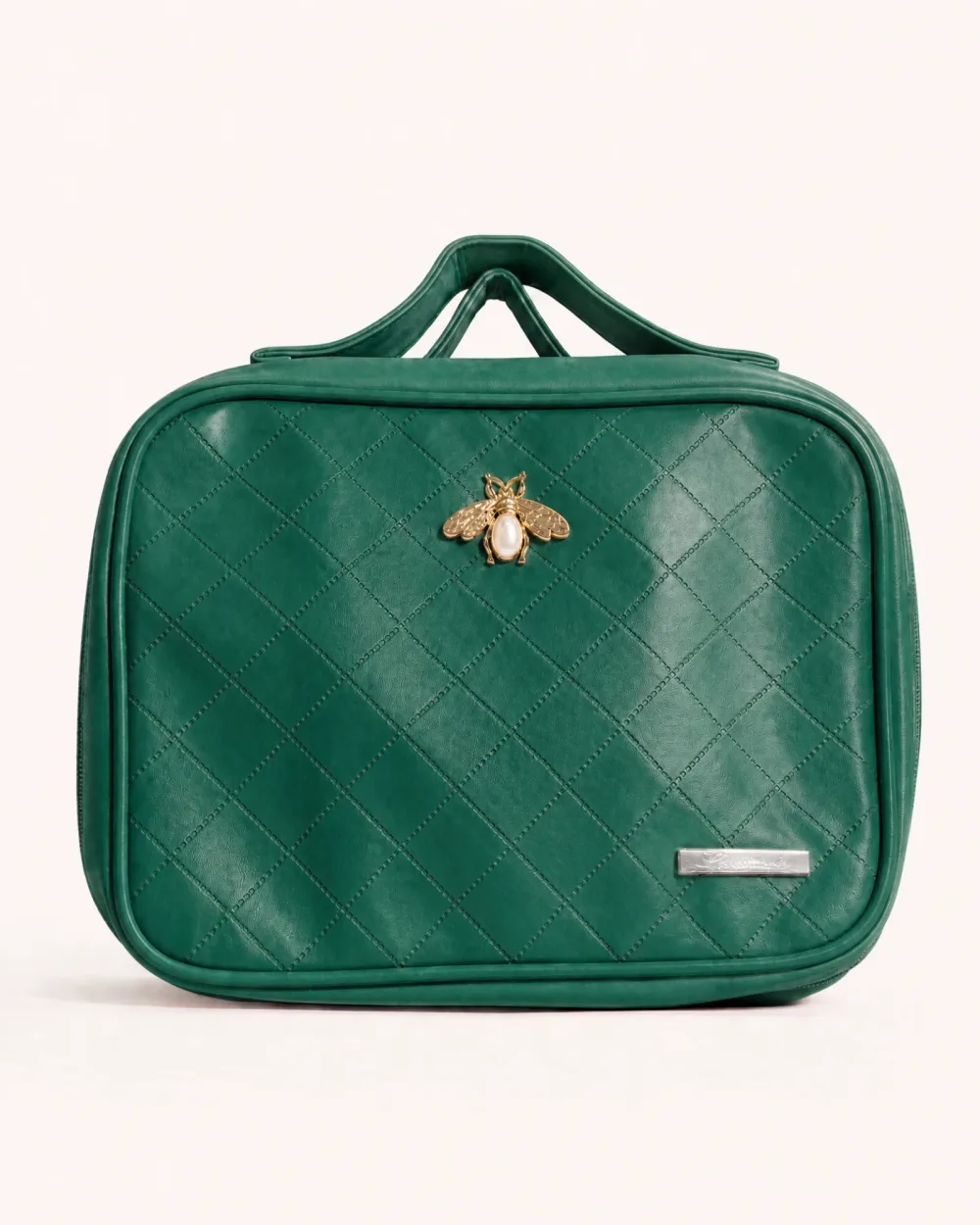 Trousse de toilette matelassée avec broche abeille