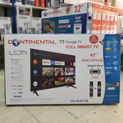 تلفاز قوقل تيفي Tv Continental 43p Smart Google tv- avec support - 2 télécommande